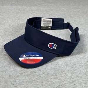 Champion Navy Blue Cotton Adjustable Visor Hat Men's OSFA Athletic Casual